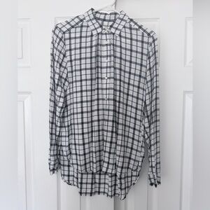 Loft black and white women’s button down blouse, size small